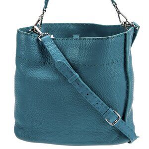 FENDI Anna Shoulder Bag Leather 2way Turquoise Blue